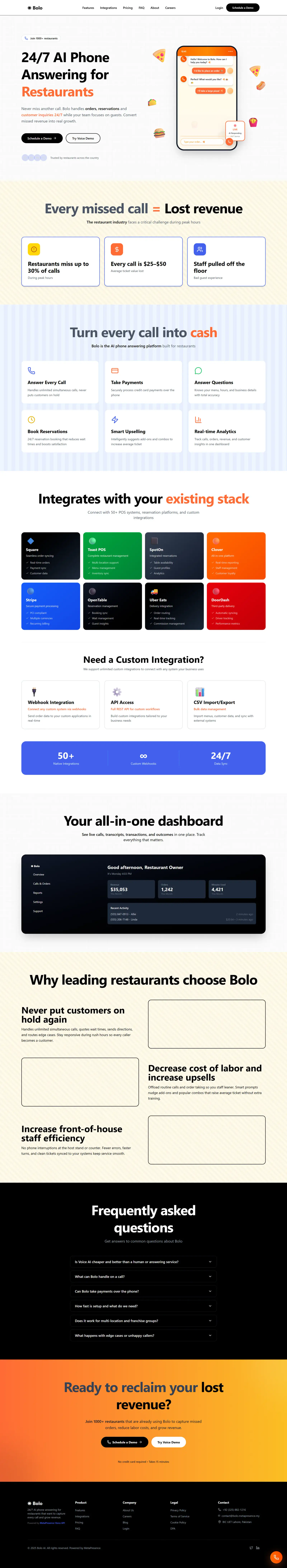Bolo — Voice AI — Voice AI · Restaurants