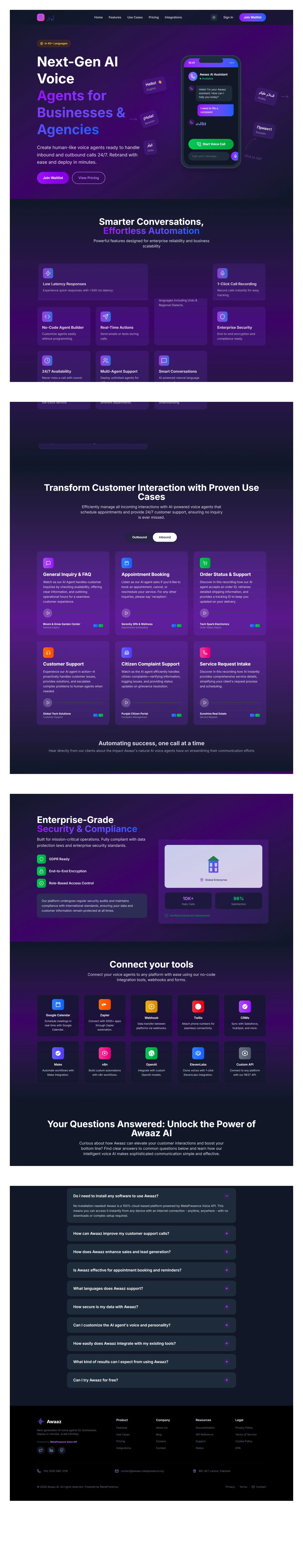 Awaaz — Voice AI · Enterprise